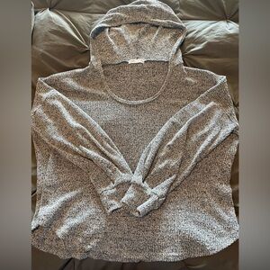 Gray hooded LS sweater